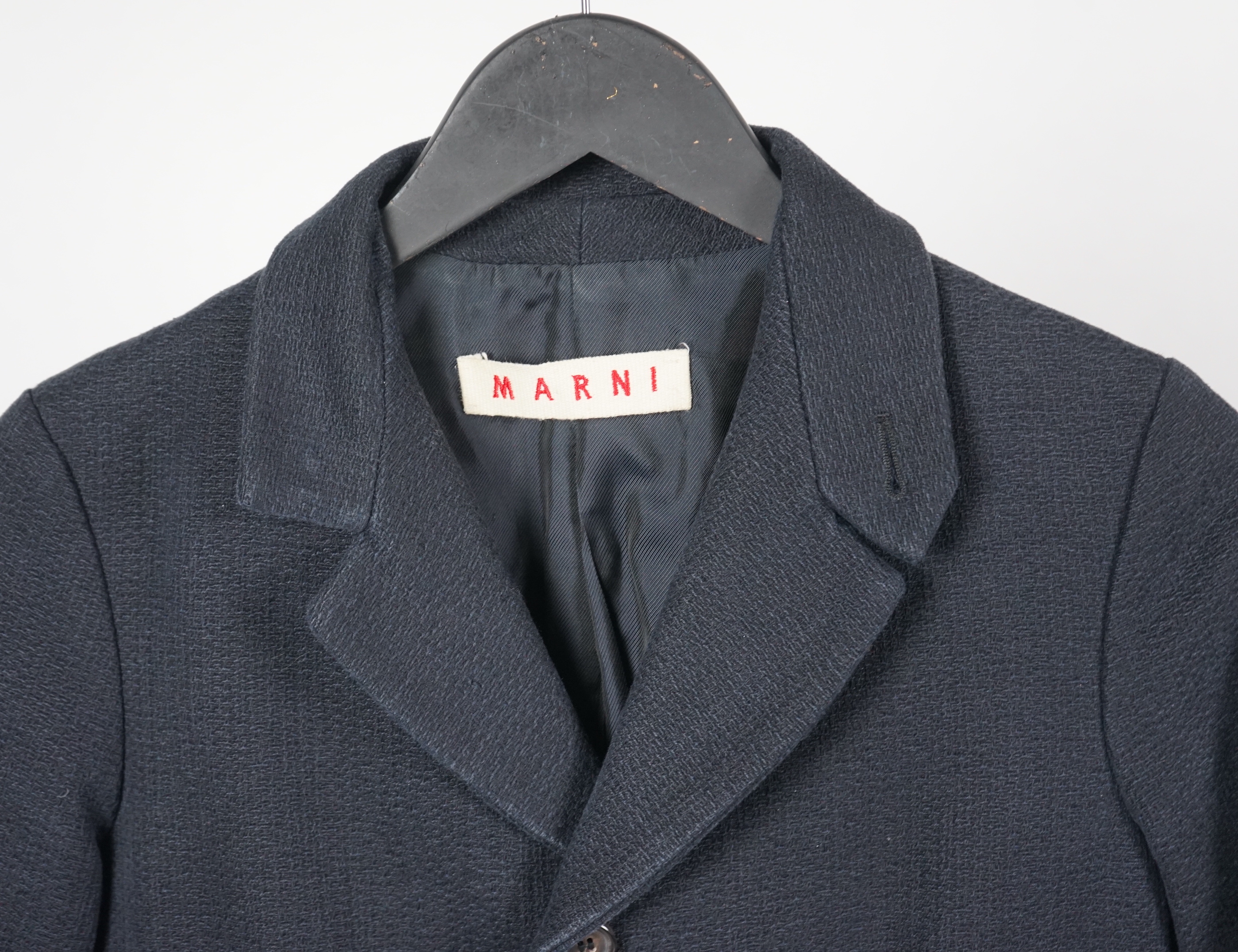 An Marni navy blue textured cotton lady's jacket, IT 36